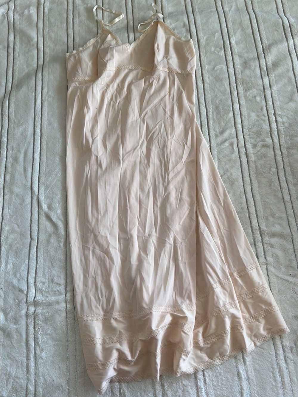 Light Blush Slip Dress with Lace Trim